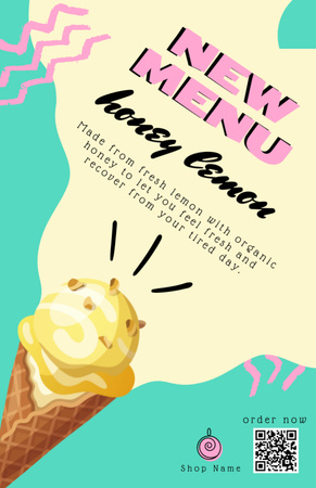 Honey Lemon -jäätelötarjous Recipe Card Design Template