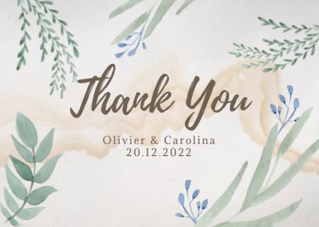 Template di design Thankful Phrase with Plant Leaves Card