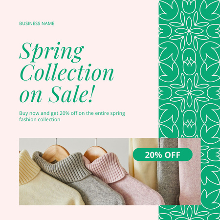 Spring Sweater Collection Sale Instagram AD – шаблон для дизайну