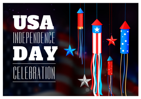 USA Independence Day Celebration Postcard A5 Design Template