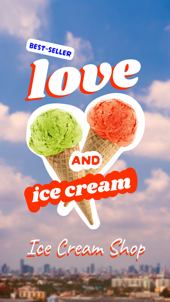 Delicious Ice Cream with Colorful Balls Instagram Story Design Template