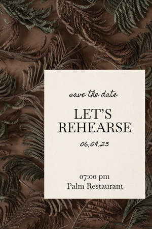 Rehearsal Dinner Announcement with Exotic Leaves Invitation 6x9in Design Template