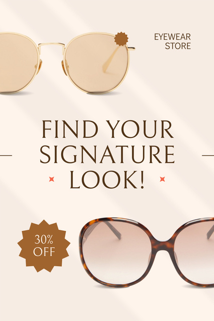 Discount on Sunglasses for Fashionable Looks Pinterest Πρότυπο σχεδίασης