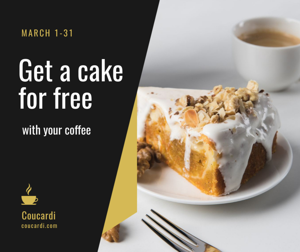 Coffee shop offer with sweet Cake Facebook Design Template