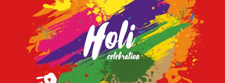 Holi Festival Announcement with Bright Paint Facebook cover Modelo de Design