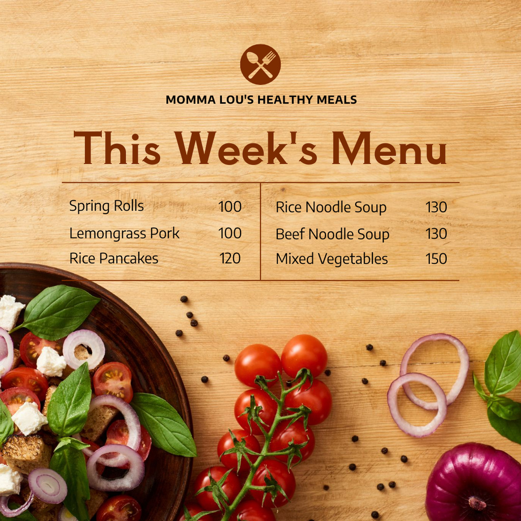 Healthy Meals for Week Instagram Tasarım Şablonu