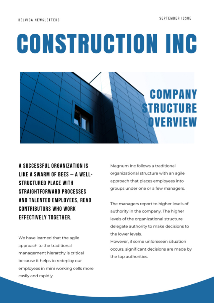 Construction Company's Blue Newsletter – шаблон для дизайну