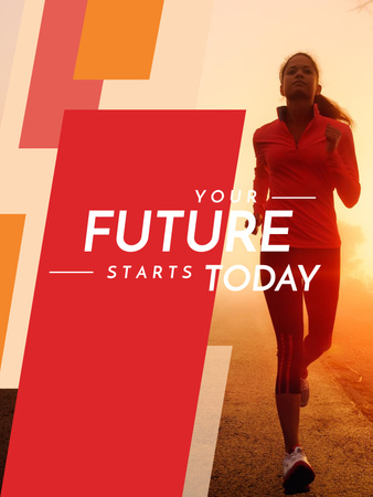 Ontwerpsjabloon van Poster US van Motivational Sports Quote Running Woman in Red