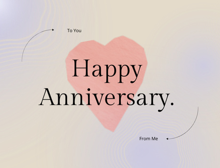Happy Anniversary Greeting Card with Big Heart Postcard 4.2x5.5in Design Template
