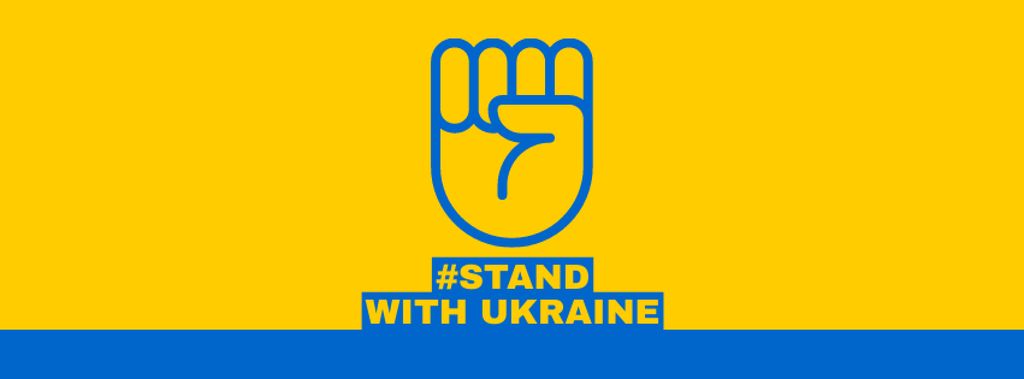 Fist Sign and Phrase Stand with Ukraine Facebook cover Modelo de Design