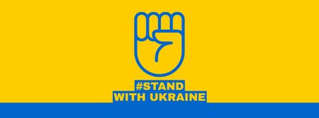 Template di design segno pugno e frase stand con l'ucraina Facebook cover