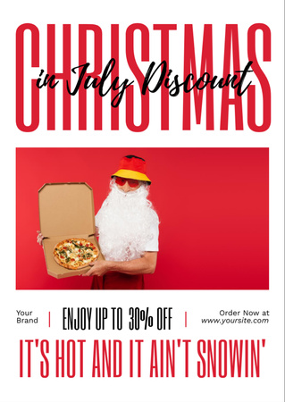 Ontwerpsjabloon van Flyer A6 van Christmas Sale Announcement in July with Santa in Sunglasses