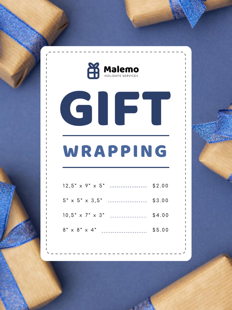 Wrapping Service Ad with Boxes with Bows Poster US Tasarım Şablonu