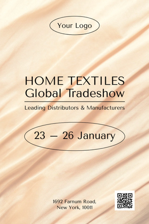 Ontwerpsjabloon van Invitation 6x9in van Home Textiles event announcement White Silk