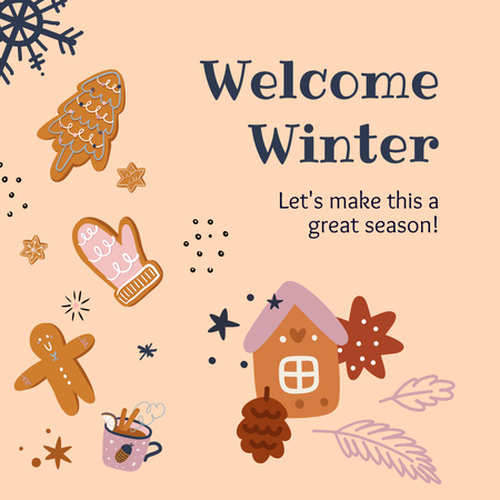 Winter Inspiration with Cute Illustration Instagram Design Template