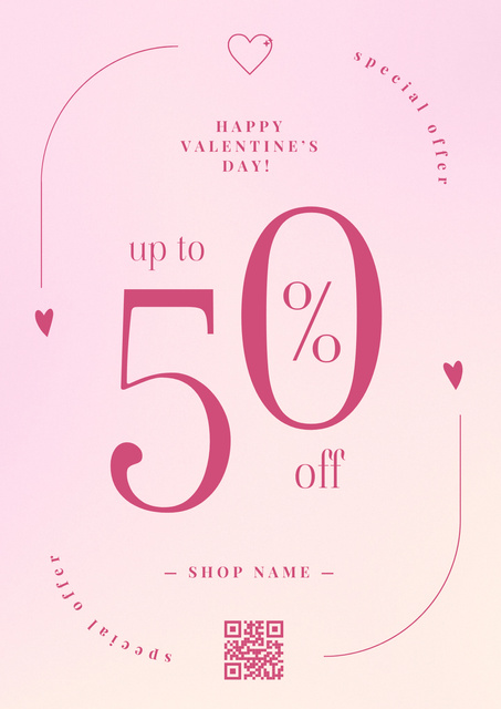 Ontwerpsjabloon van Poster van Special Discount on Valentine's Day