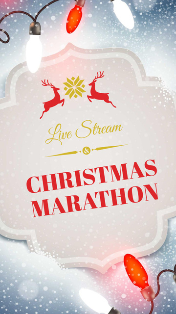 Christmas Marathon Announcement with Festive Deers Instagram Story Modelo de Design