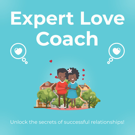 Template di design Rapporto felice con i servizi di Love Coaching Animated Post