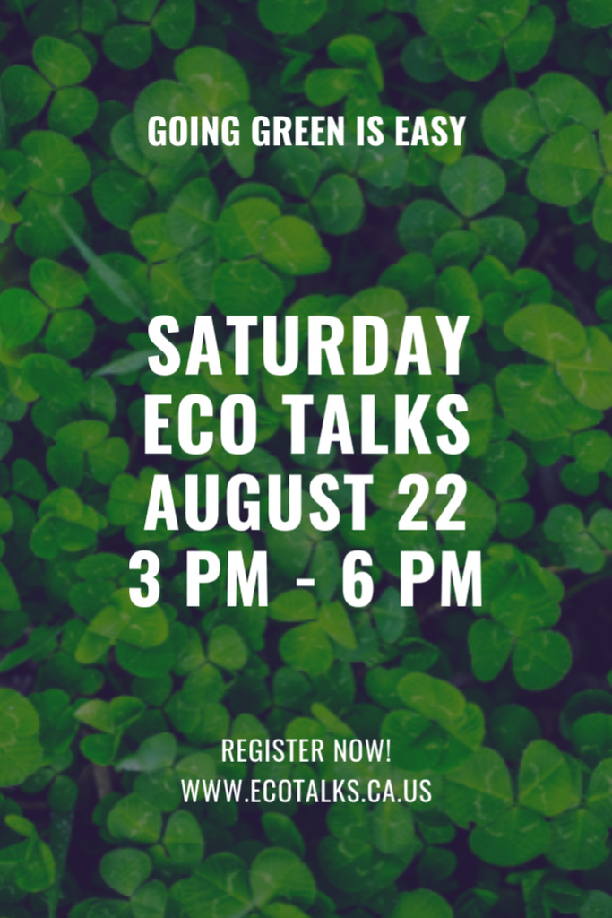 Ecological Event Announcement with Clover Leaves Flyer 4x6in Design Template