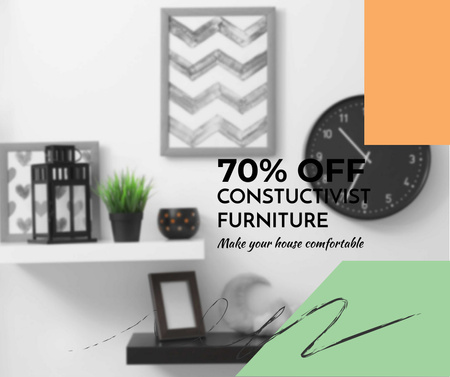 Ontwerpsjabloon van Facebook van Furniture sale with Modern Interior decor