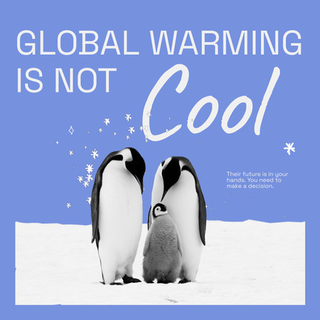 Ontwerpsjabloon van Animated Post van Probleembewustzijn van de opwarming van de aarde met pinguïns