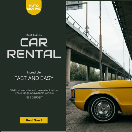 Plantilla de diseño de Oferta de servicios rápidos de alquiler de coches Instagram 