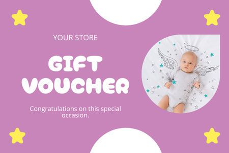 Speciální příležitostná sleva na kojenecké zboží Gift Certificate Šablona návrhu