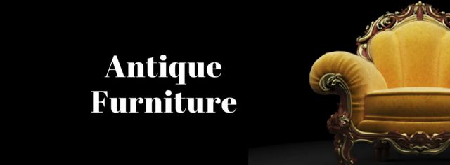 Antique Furniture Auction Luxury Yellow Armchair Facebook cover Πρότυπο σχεδίασης