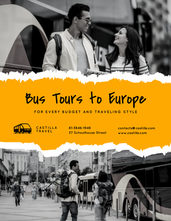 Bus Tours Travel Offer Poster 8.5x11in Design Template