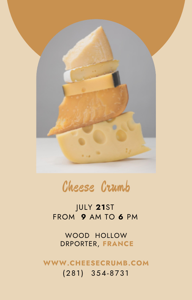 Designvorlage Cheese Tasting Announcement In Yellow für Invitation 4.6x7.2in