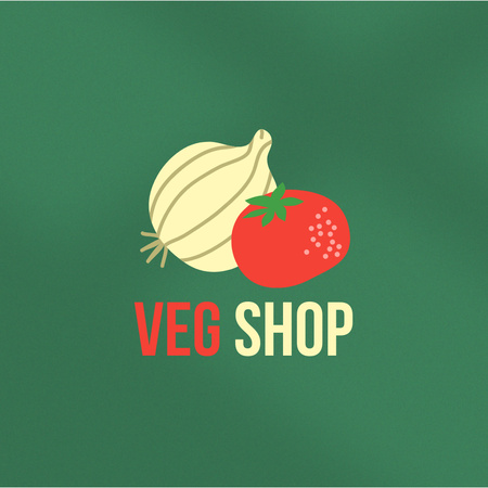 Organic Food Offer with Veggies Illustration Logo Tasarım Şablonu