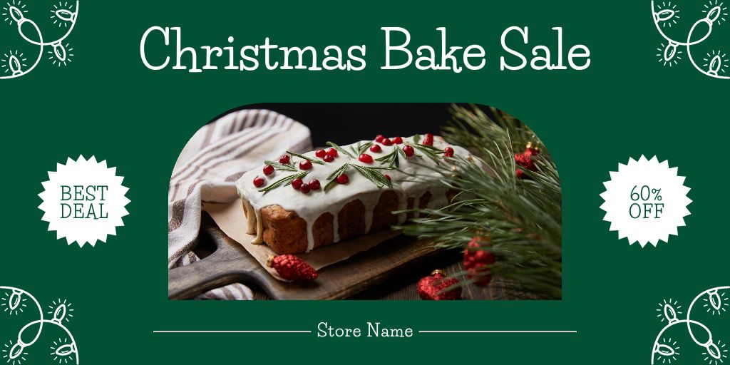 Christmas Bake Sale with Appetizing Pie Twitter Šablona návrhu