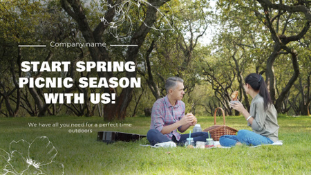Designvorlage Paar beim Picknick im Frühjahr für Full HD video