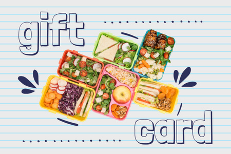 Template di design Annuncio di alimenti scolastici con pasti in contenitori Gift Certificate