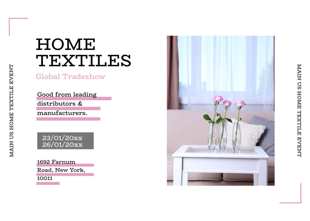 Home Textiles Event Announcement on Pastel Flyer 5x7in Horizontal Modelo de Design