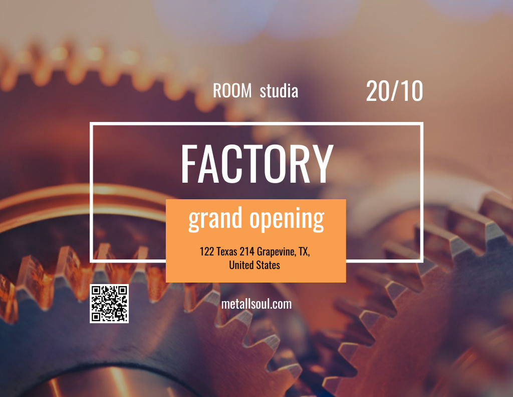 Factory Grand Opening Announcement Flyer 8.5x11in Horizontal Design Template