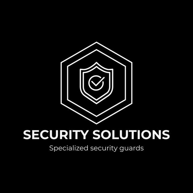 Security Solutions Emblem on Black Animated Logo Design Template