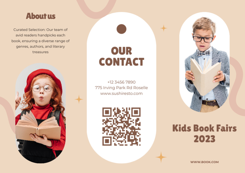 Ad of Book Fair for Kids Brochureデザインテンプレート