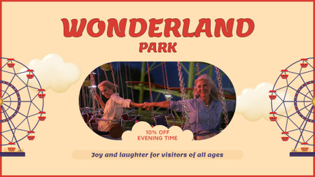 Designvorlage Wonderland Park mit Attraktionen für jedermann mit Rabatt für Full HD video
