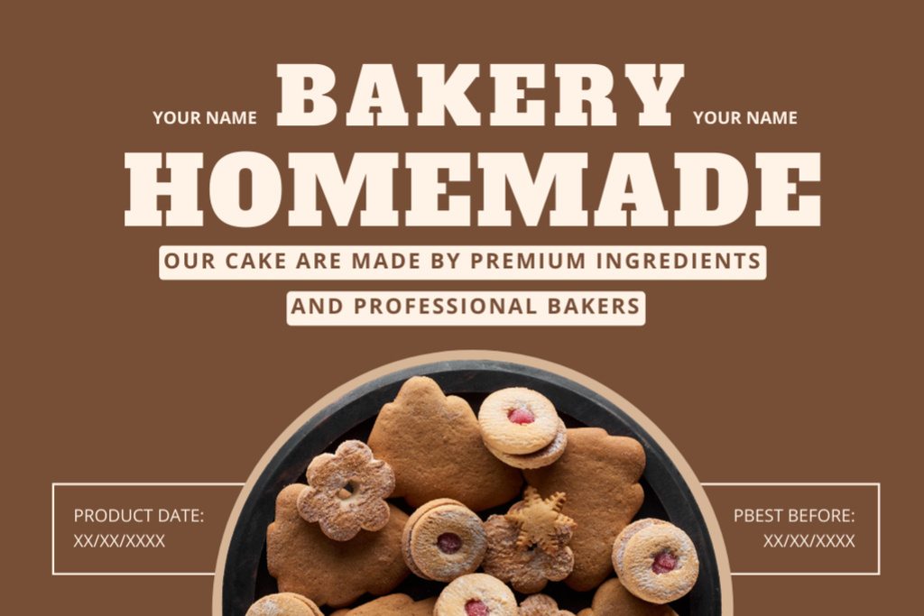 Homemade Cookies and Bakery Retail Labelデザインテンプレート