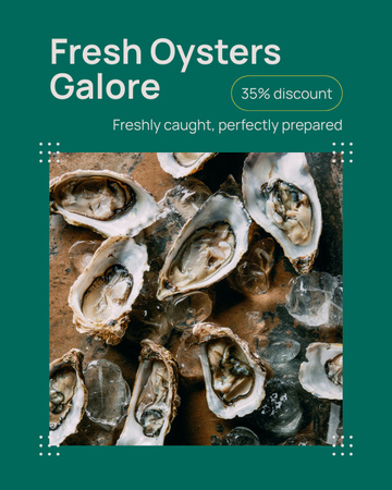 Offer of Fresh Oysters Galore Instagram Post Vertical Design Template