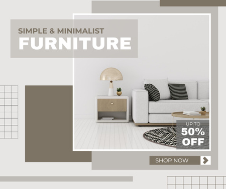 Simple and Minimalist Furniture Offer Facebook Design Template