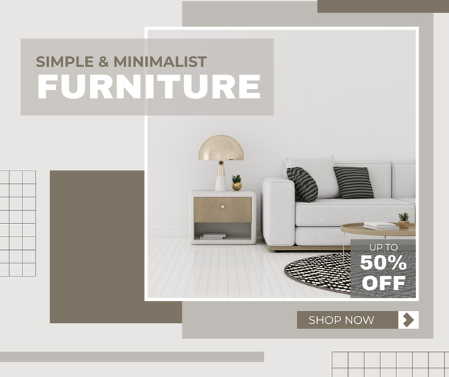 Simple and Minimalist Furniture Offer Facebook Modelo de Design