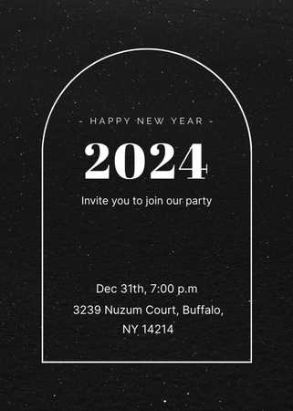 New Year Party Announcement in Black Invitation Design Template