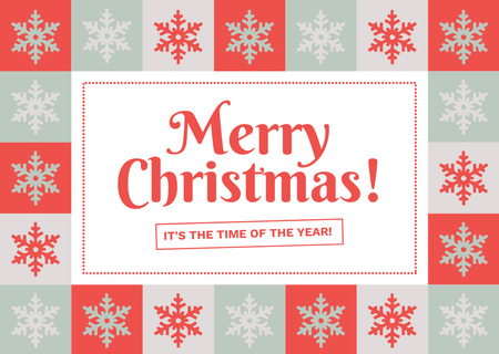 Amusing Christmas Greetings with Snowflake Pattern Postcard Design Template