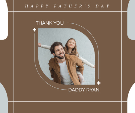 Father's Day Greeting with Dad with Cute Daughter Facebook Design Template
