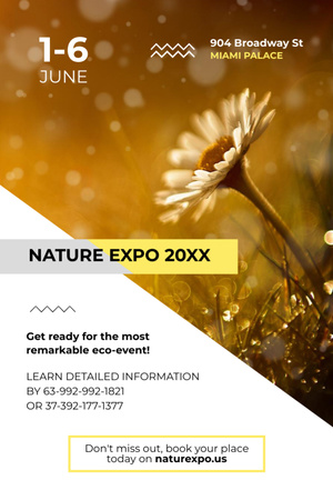 Designvorlage Nature Expo Ankündigung mit blühender Gänseblümchenblume für Postcard 4x6in Vertical