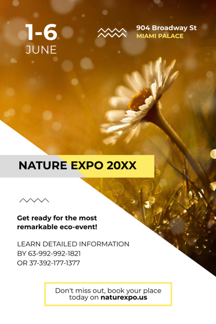 Ontwerpsjabloon van Postcard 4x6in Vertical van Nature Expo Announcement with Blooming Daisy
