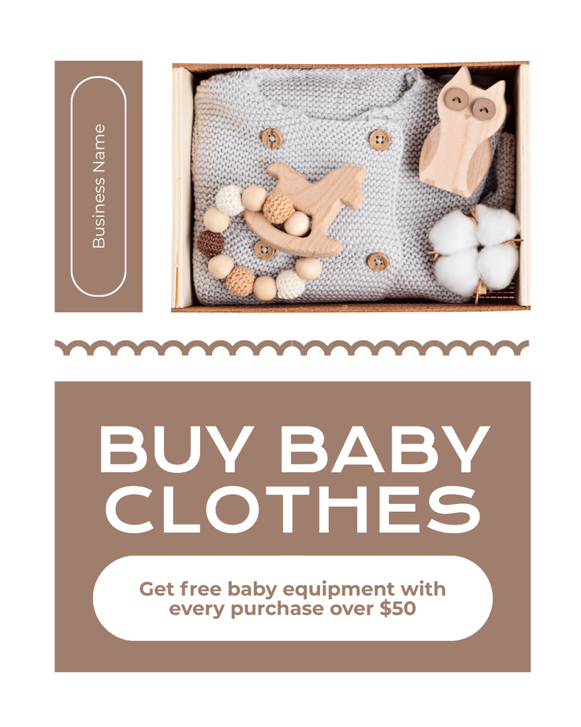 Designvorlage Best Deal on Cute Baby Clothes für Instagram Post Vertical