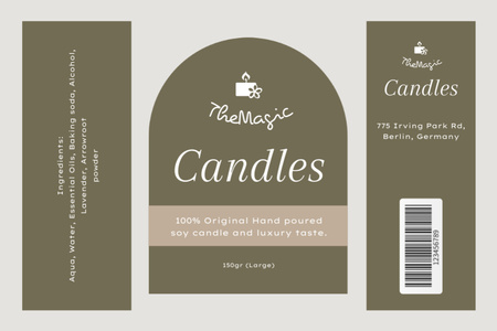 Handmade Soy Candles Tag on Green Label Design Template